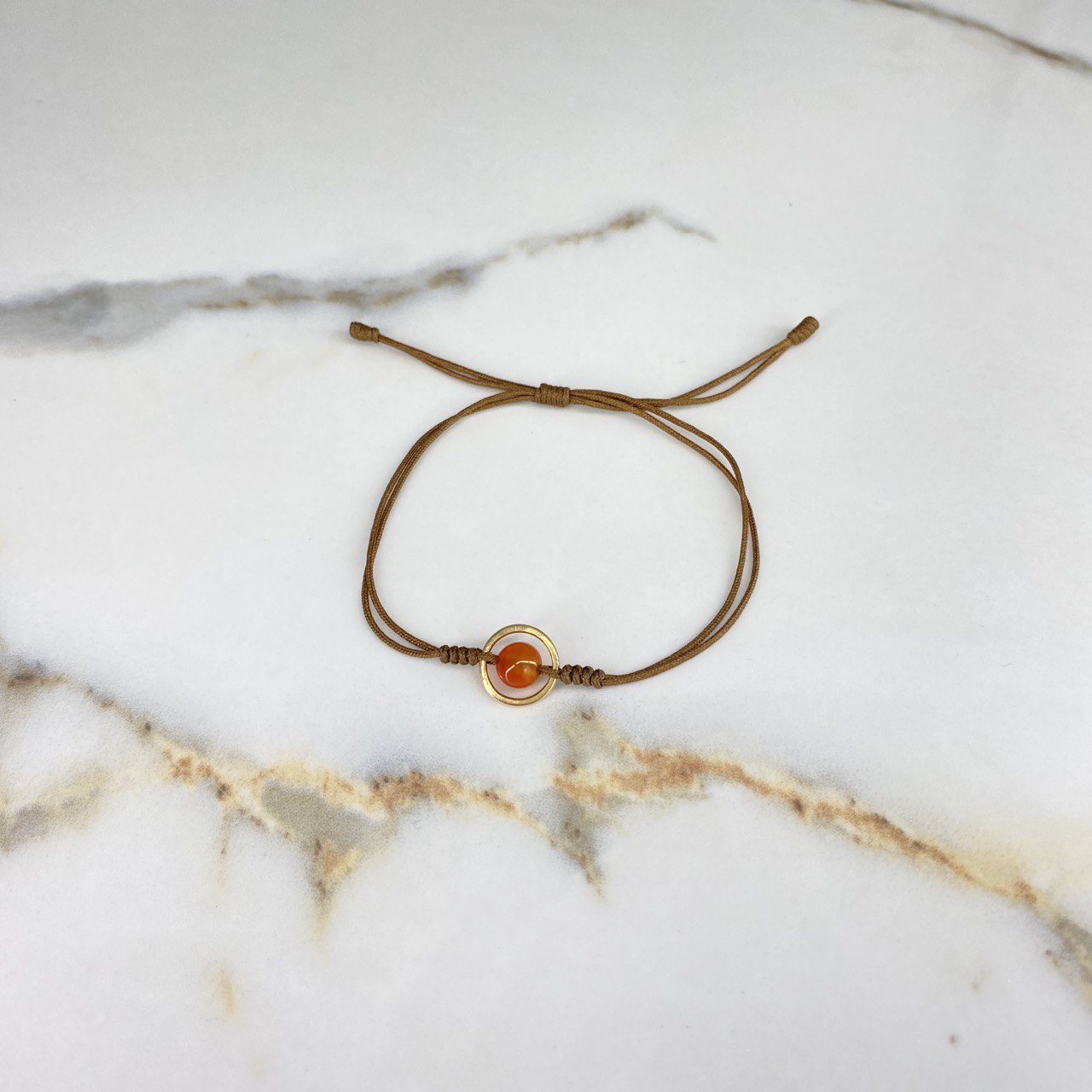 Pulsera Caqui Oscuro Aro Bola 0.35gr / Oro Amarillo &