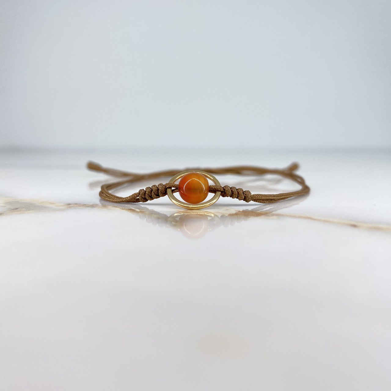 Pulsera Caqui Oscuro Aro Bola 0.35gr / Oro Amarillo &