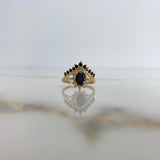 Anillo Flor Driada Corona 3.2gr / T6 3/4 / Circones Negros Blancos Oro Amarillo &