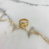 Anillo Sello Ancla 2.75gr / T9 / Circones Blancos Dos Oros Amarillo Blanco &