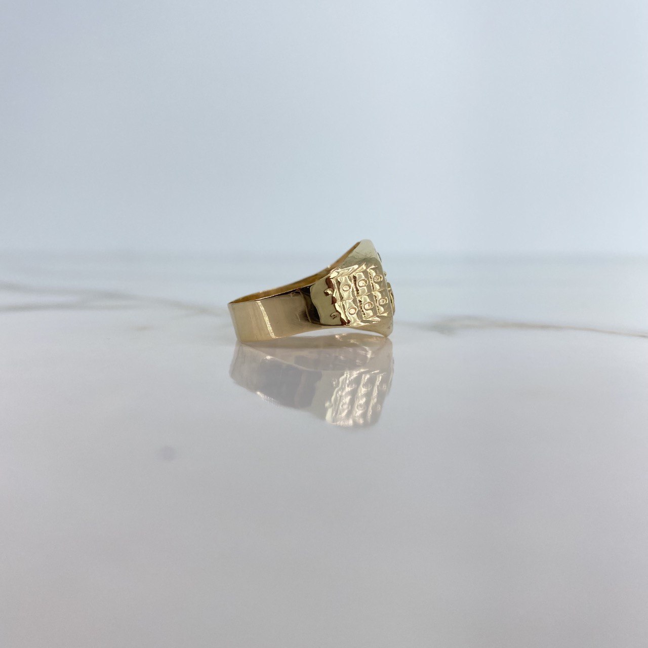 Anillo Sello Ancla 2.75gr / T9 / Circones Blancos Dos Oros Amarillo Blanco &