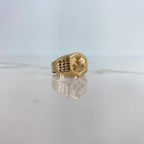 Anillo Sello Ancla 2.75gr / T9 / Circones Blancos Dos Oros Amarillo Blanco &
