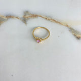 Anillo Solitario Corazon 2gr / T7 1/4 / Circon Rosado Blancos Oro Amarillo &