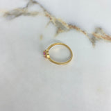 Anillo Solitario Corazon 2gr / T7 1/4 / Circon Rosado Blancos Oro Amarillo &