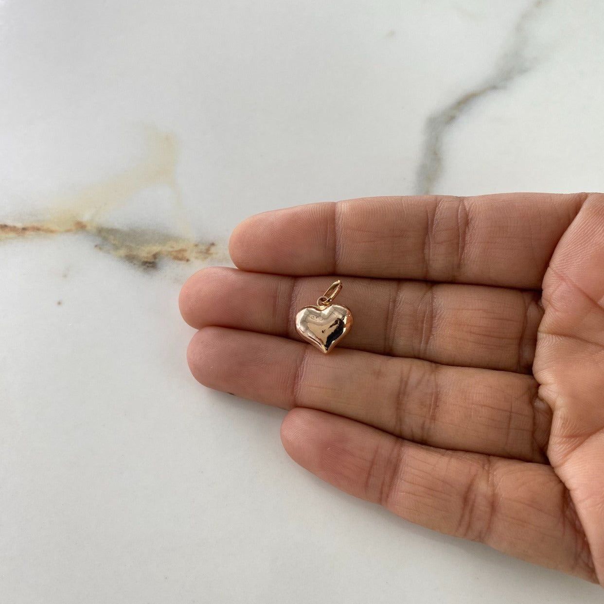 Dije Corazon Soplado 0.55gr / 1.5cm / Liso Oro Rosa &