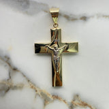 Dije Cruz Cristo 10gr / 8.3cm / Troquelado Dos Oros Amarillo Blanco $