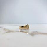 Anillo Placa 3.65gr / T7 1/4 / Circones Verdes Blancos Oro Amarillo $