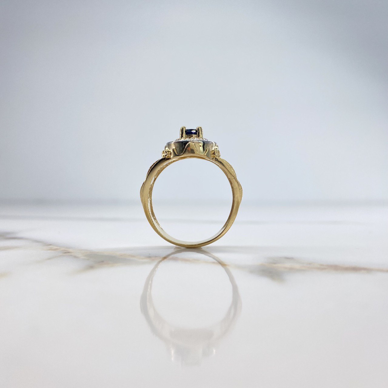 Anillo Disco 9.35gr / T10 3/4 / Circones Blancos Azul Dos Oros Amarillo Blanco (Oferta) &