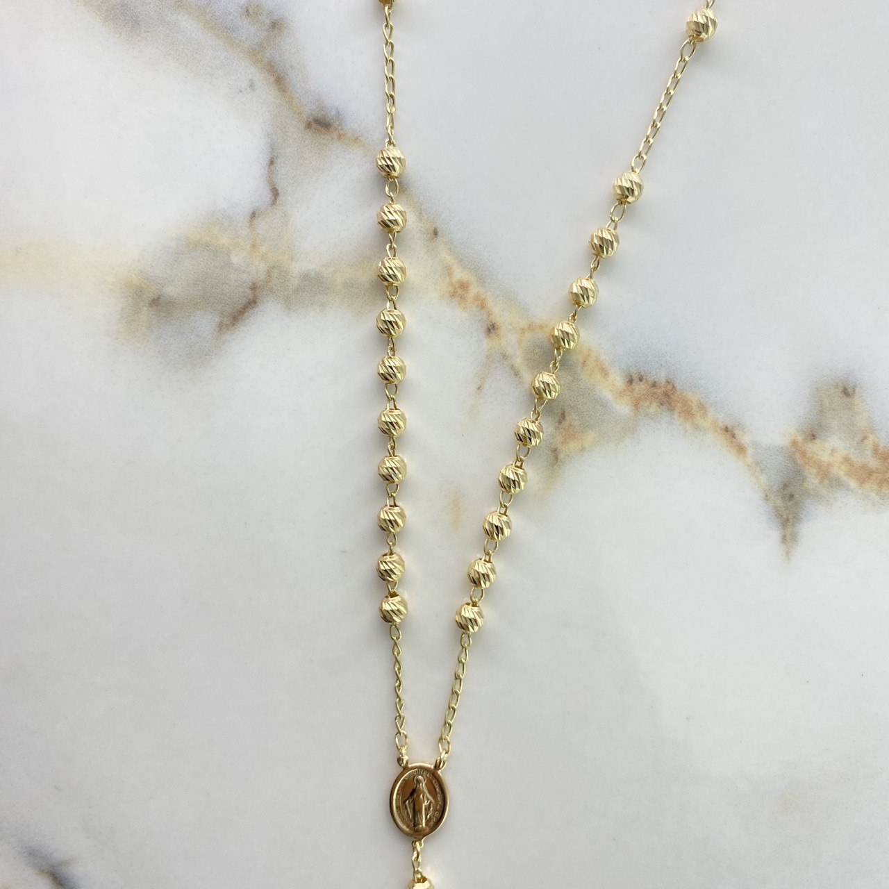 Rosario Virgen Milagrosa 12.4gr / 55cm / 4mm Diamantada Oro Amarillo &
