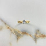 Anillo Solitario 1gr / T7 3/4 / Circon Blanco Rayas Oro Amarillo &