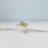 Anillo Dos Corazones 1.85gr / T6 / Circones Blancos Dos Oros Amarillo Blanco &