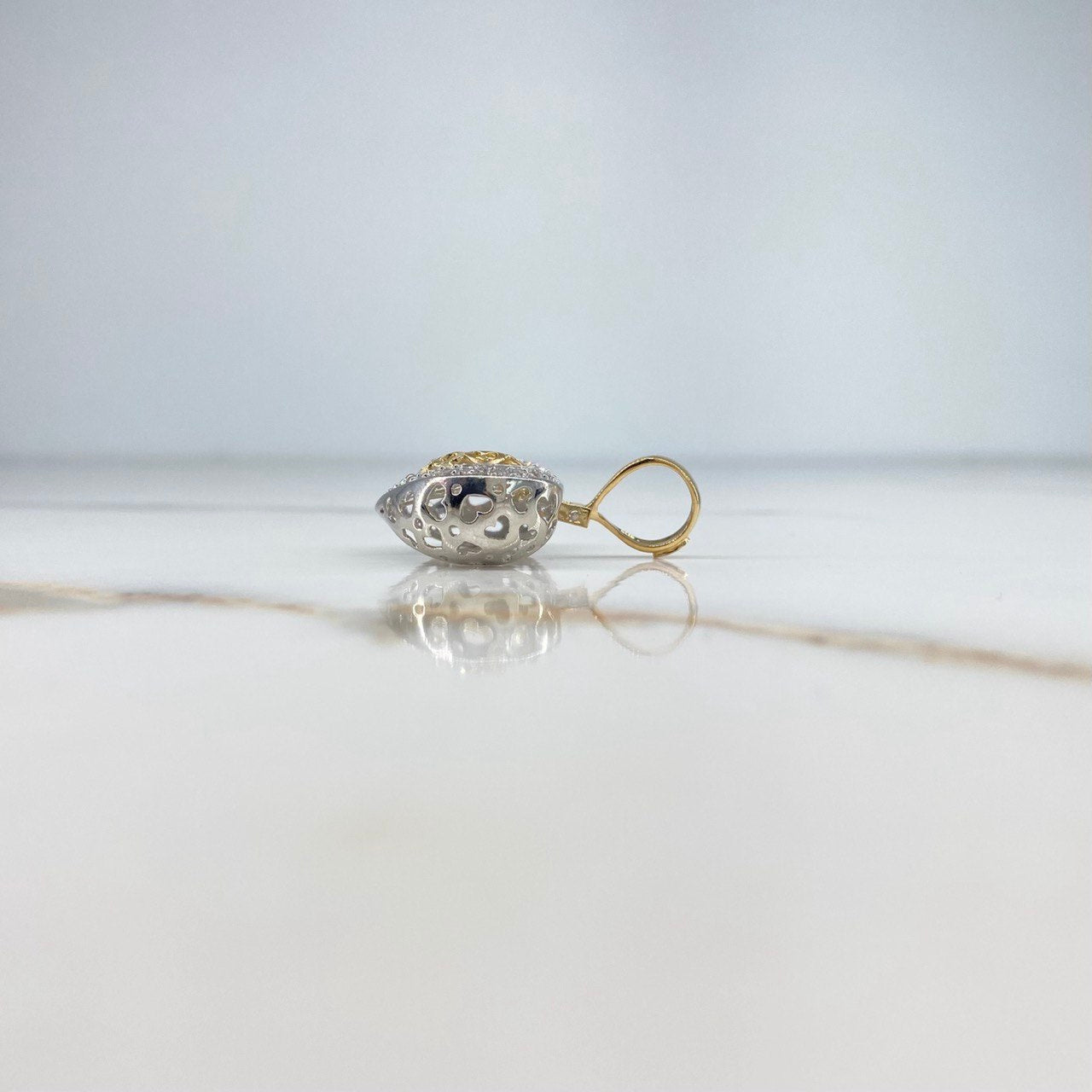 Dije Corazon  6.8gr / 3.2cm / Circones Blancos   Dos Oros Amarillo Blanco (Oferta) &