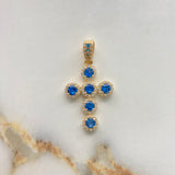 Dije Cruz Tupida 4.15gr / 3.5cm / Circones Blancos Azules Oro Amarillo &