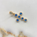 Dije Cruz Tupida 4.15gr / 3.5cm / Circones Blancos Azules Oro Amarillo &