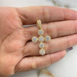 Dije Cruz Tupida 4.5gr / 3.5cm / Circones Blancos   Oro Amarillo &