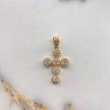Dije Cruz Tupida 4.5gr / 3.5cm / Circones Blancos   Oro Amarillo &