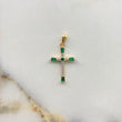 Dije Cruz 1.65gr / 2.7cm / Circulo Circones Blancos Verdes Oro Amarillo &