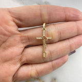Dije Cruz Gratitud 1.4gr / 3.2cm / Circones Blancos   Oro Amarillo &