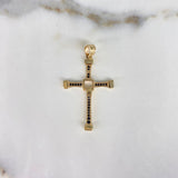 Dije Cruz 2.35gr / 3.7cm / Cuadro Circones Negros Oro Amarillo &