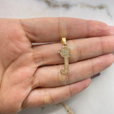 Dije Letra J 1.8gr / 3.7cm / Circones Blancos   Oro Amarillo &