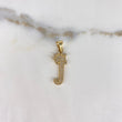 Dije Letra J 1.8gr / 3.7cm / Circones Blancos   Oro Amarillo &