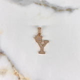 Dije Letra Y 2.6gr / 3cm / Circones Blancos   Oro Rosa &
