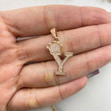 Dije Letra Y 2.6gr / 3cm / Circones Blancos   Oro Rosa &