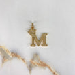 Dije Letra M 3.4gr / 2.7cm / Circones Blancos   Oro Amarillo &
