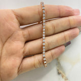 Pulso Tenis 15gr / 20cm / 3mm Circones Blancos Oro Rosa $