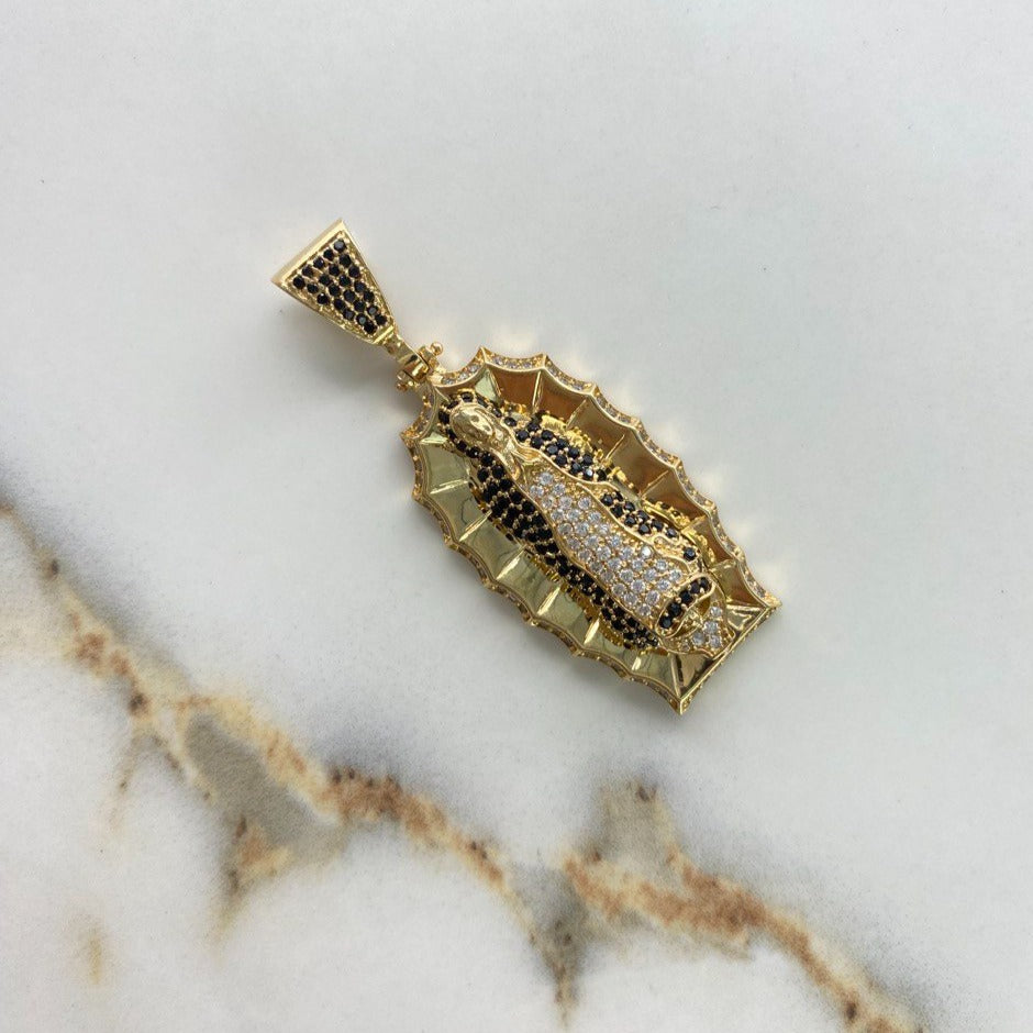 Dije Virgen de Guadalupe 12.85gr / 5.3cm / Circones Negros Blancos Oro Amarillo &