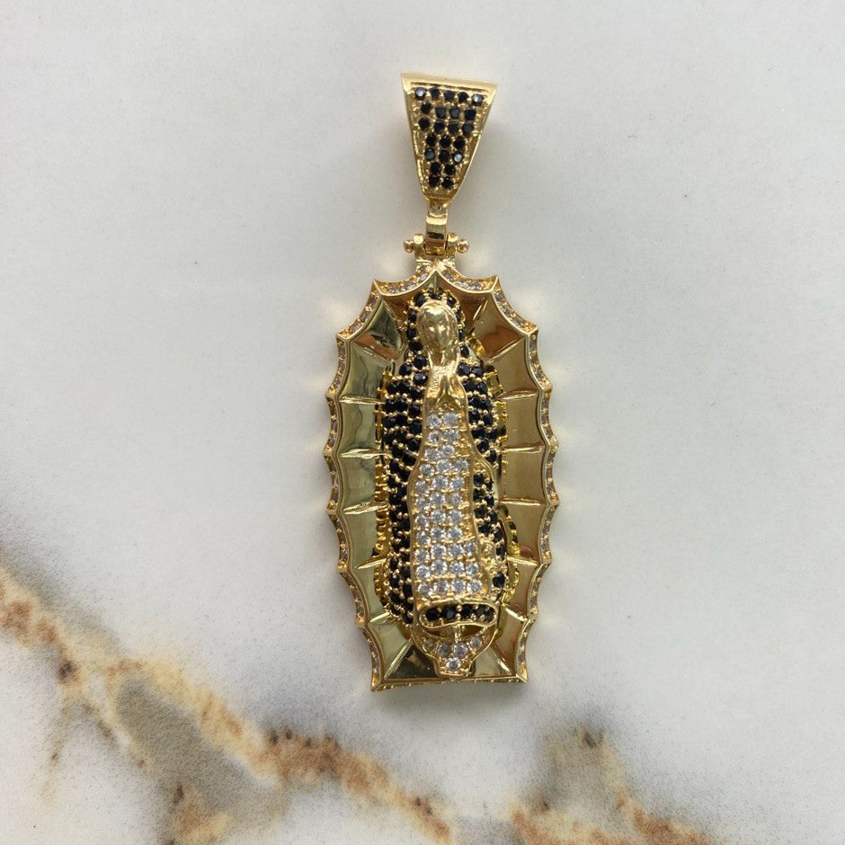 Dije Virgen de Guadalupe 12.85gr / 5.3cm / Circones Negros Blancos Oro Amarillo &