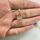 Dije Oso Miel 1.5gr / 3cm / Circones Blancos Oro Amarillo &