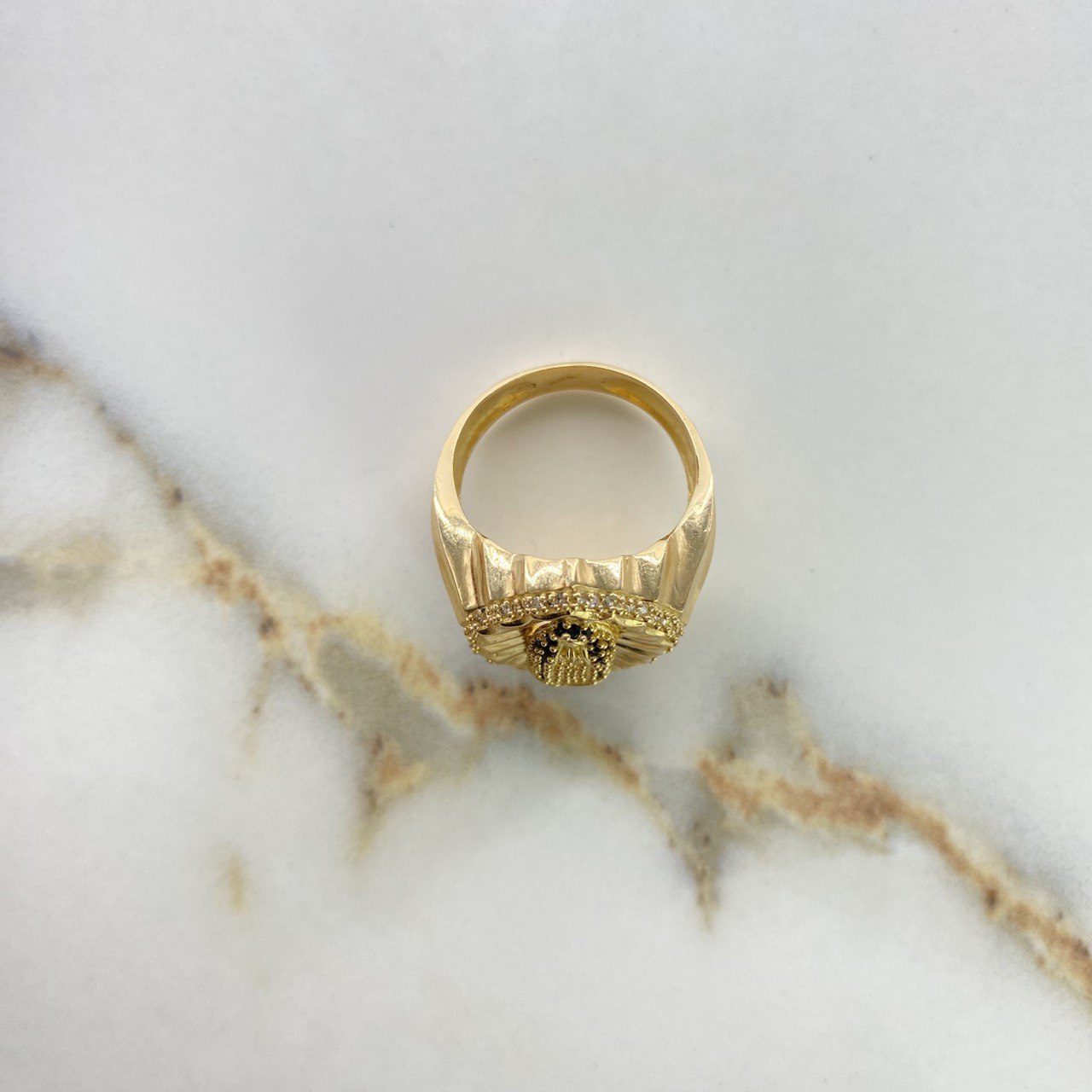 Anillo Virgen De Guadalupe 10gr / T10 1/2 / Circones Blancos Negros Oro Amarillo (Oferta) &