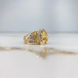 Anillo Herradura Caballo 8.45gr / T9 1/2 / Circones Blancos Dos Oros Amarillo Blanco &