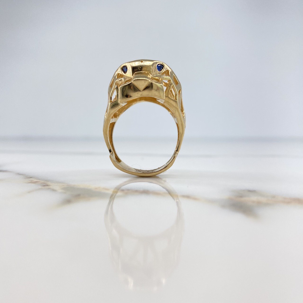 Anillo Pantera 11.7gr / T10 1/2 / Circones Negros Oro Amarillo &