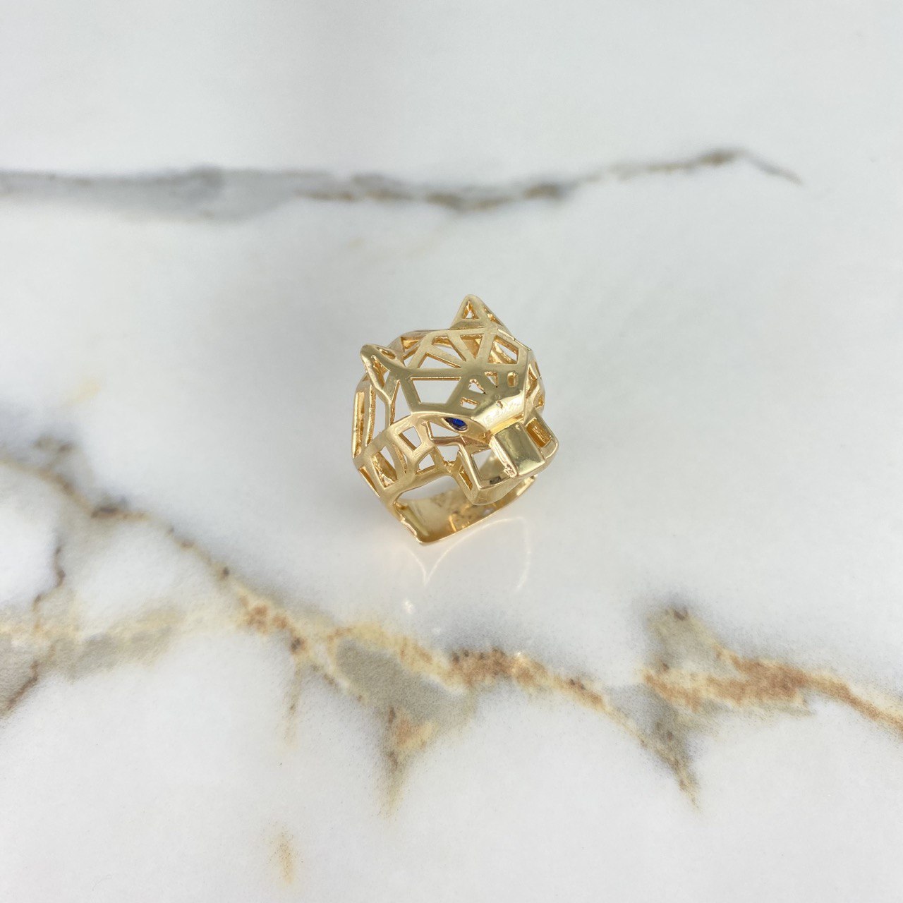 Anillo Pantera 11.7gr / T10 1/2 / Circones Negros Oro Amarillo &