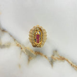 Anillo Virgen de Guadalupe Silueta 12.15gr / T11 3/4 / Circones Blancos Azules Fucsias Oro Amarillo $