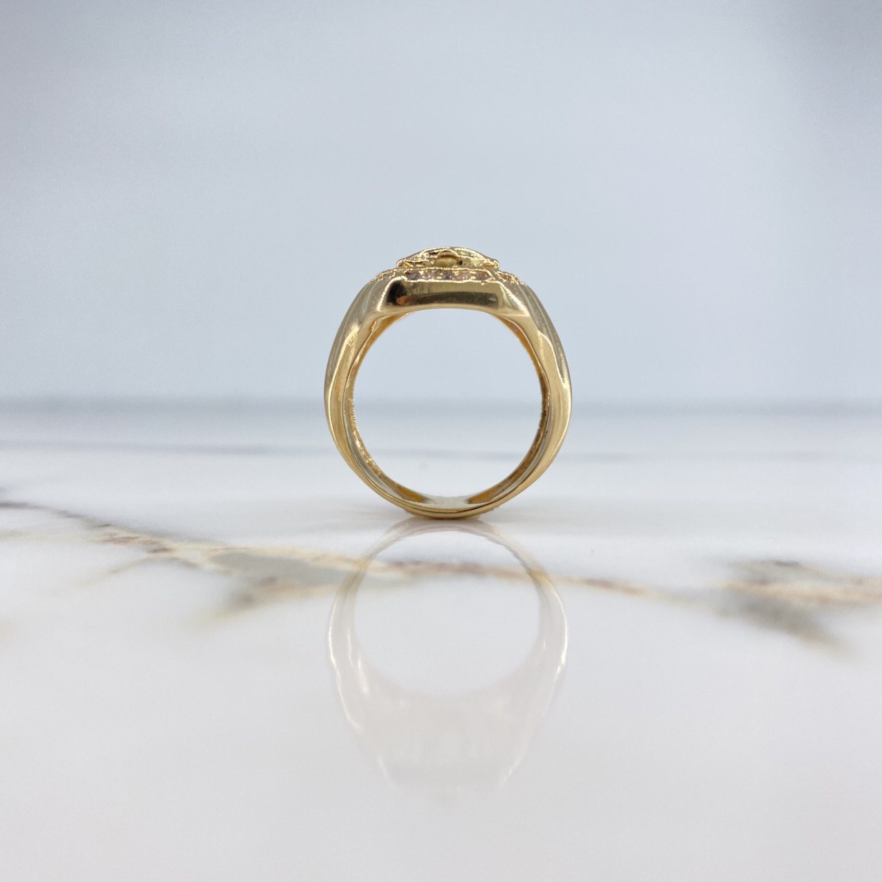 Anillo Virgen de Guadalupe Silueta 12.15gr / T11 3/4 / Circones Blancos Azules Fucsias Oro Amarillo $