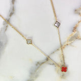 Cadena Aro Seguido Treboles 4.3gr / 45cm / 1.25mm Ámbar Rojo Nacar Blancos Oro Amarillo +4 &