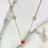 Cadena Aro Seguido Treboles 4.25gr / 45cm / 1.1mm Nacar Blancos Ámbar Rojo Oro Amarillo +4 $