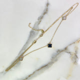 Cadena Aro Seguido Treboles 4.35gr / 45cm / 1.05mm Nacar Blancos Onix Negro Oro Amarillo +4 &