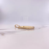 Dije Placa 12.7gr / 4.5cm / Circones Blancos Oro Amarillo $