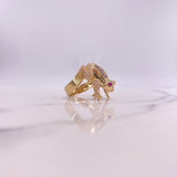 Anillo Rana 7.1gr / T9 / Circones Morados Blancos Fucsias Oro Amarillo $