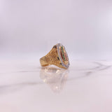 Anillo Virgen de Guadalupe 12.1gr / T9 1/2 / Circones Blancos Verdes Fucsias Tres Oros $