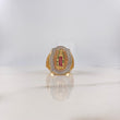Anillo Virgen de Guadalupe 12.1gr / T9 1/2 / Circones Blancos Verdes Fucsias Tres Oros $