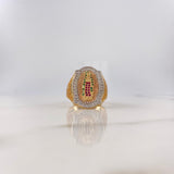 Anillo Virgen de Guadalupe 12.1gr / T9 1/2 / Circones Blancos Verdes Fucsias Tres Oros $
