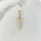 Dije Cruz Cristo 2.55gr / 4.2cm / Dos Oros Amarillo Blanco $