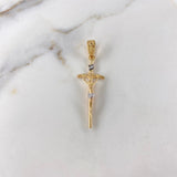 Dije Cruz Cristo 2.55gr / 4.2cm / Dos Oros Amarillo Blanco $