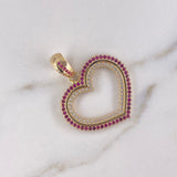 Dije Corazon 6.05gr / 3.5cm / Circones Blancos Fucsias Oro Amarillo $