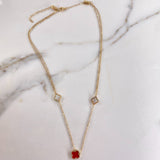 Cadena Aro Seguido Treboles 4.3gr / 45cm / 1.25mm Ámbar Rojo Nacar Blancos Oro Amarillo +4 &